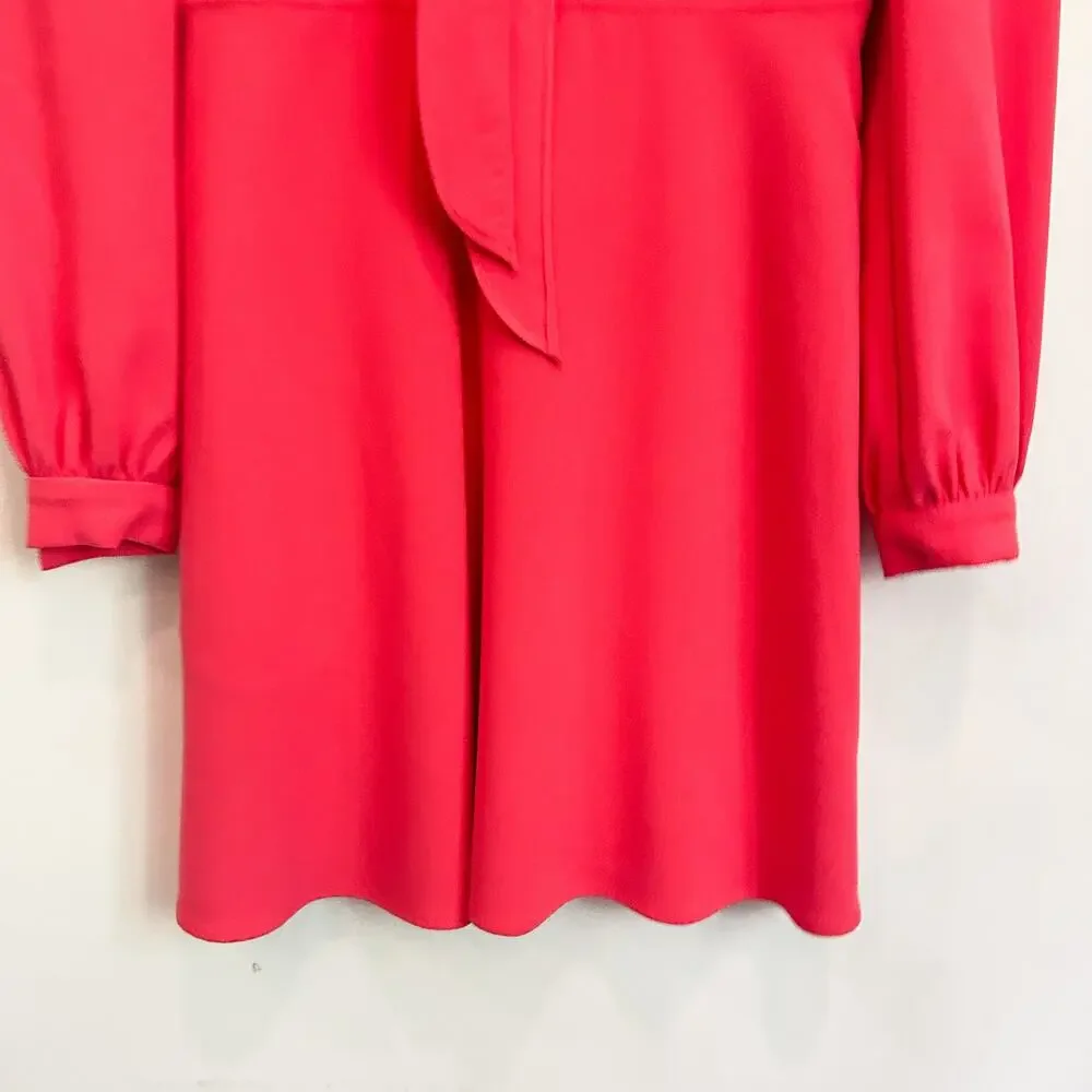NEW Black Halo Ellen Front Tie Long Sleeve Dress Coral Size 6 - Picture 2 of 9